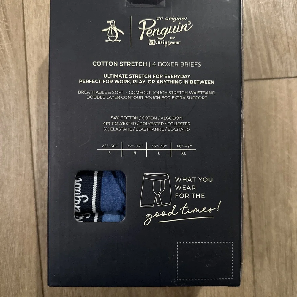 Original Penguin by‎ Munsingwear Ultimate Cotton Stretch Boxer Briefs 4-Pack Sm